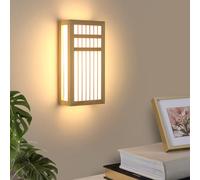 Goeco Aplique de Pared de Madera, 18W 30CM Lámpara de Pared Interior LED Luz Cálida 3000K Luz Nocturna Vintage para Sala de Estar, Dormitorio, Pasillo
