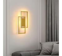 Goeco Aplique de Pared Dorado, 28W Diseño Cuadrado Lámpara de Pared Moderno de Aluminio, Blanco Cálido 3000 K Luz Pared Interior para Sala de Estar Dormitorio Escaleras Pasillo