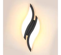 Goeco Aplique de Pared Interior 12W Lámparas de Pared LED Modernas en Forma de Hoja Luz Cálida 3000K in Acrílico para Dormitorio Pasillo Sala de Estar, Negro