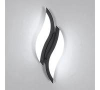 Goeco Aplique de Pared Interior 12W Lámparas de Pared Modernas en Forma de Hoja Luz Blanca Fría 6500 k in Acrílico para Dormitorio Pasillo Sala de Estar, Negro