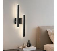 Goeco Aplique de Pared Interior, 32W Lámpara de Pared Moderna de Diseño Lineal, Aplique Negro de Acrílico para Dormitorio, Pasillo, Sala, Escalera