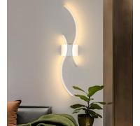 Goeco Aplique de Pared Interior 80 cm 27W 3000lm 3000K Lámpara de Pared LED Luz Blanca Cálida, Diseño Curvo Aplique LED Blanco para Dormitorio Salón Escalera Cocina