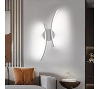 Goeco Aplique de Pared LED, 20W 44CM Lámpara de Pared LED Interior, Luz Fría 6500K, Diseño Moderno con Tubos Arqueados para Dormitorio, Sala de Estar, Pasillo, Blanco