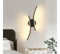 Goeco Aplique de Pared LED Interior, 20W 44CM Lámpara de pared LED Moderna, 3000K Luz Blanca Cálida Luz de Pared Acriílico Iluminación para Dormitorio, Salón, Pasillo, Negro
