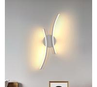 Goeco Aplique Pared Interior, 20W 44CM Lámpara de pared LED Moderna, 3000K Luz Blanca Cálida Luz de Pared Curva Acrílico Iluminación largo para Dormitorio, Salón, Pasillo, Blanco