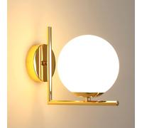 Goeco Aplique Pared Interior Forma de Globo de Vidrio, E27 15CM Dorado