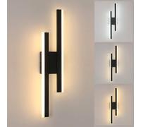 Goeco Aplique Pared Interior LED, 13W 1462LM Lámpara de Pared Moderna Negro, Regulable 3 Temperatura de Color Iluminación Luz pared LED para Dormitorio Comedor Pasillo Escalera