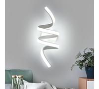 Goeco Aplique Pared Interior LED, 24W 2700LM Lámpara de Pared Moderna en Espiral Luz Blanca Fría 6500 K, Luz LED Pared Creativa en Acrílico para Salón, Dormitorio, Pasillo o Escalera, Blanco