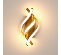 Goeco Aplique Pared LED Moderna, 22W 33CM Lámpara de Pared Interior con 3 Tubos en Forma de Espiral 3000 K Luz Cálida Iluminación LED Dorado para Dormitorio Sala de Estar Pasillo