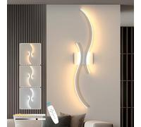 Goeco Apliques Pared Interior 32w 80cm Lámpara de Pared Largo con Mando a Distancia 3000K-6500K, Función de Memoria, Apliques LED Regulable con 2 Tubos Ondulados Para Dormitorio, Pasillo, Bianco