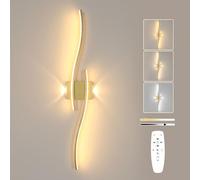 Goeco Apliques Pared Interior, 89CM 29W 3000K-6500K Lámpara de Pared LED Regulable con Mando a Distancia, Apliques LED Largo con Función de Memoria para Salón, Dormitorio, Pasillo, Cocina, Dorado