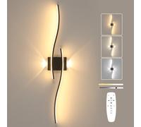 Goeco Apliques Pared Regulable 89CM 29W Lámpara de Pared LED Interior con Mando a Distancia 3000K-6500K, Función de Memoria, Apliques LED Largo con 2 Tubos Para Salón, Dormitorio, Pasillo, Negro