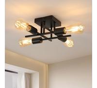 Goeco Lámpara de Araña Sputnik E27, Lamparas de Techo Vintage de 4 Luces de Metal, Plafon de Techo Industrial Moderna para Dormitorio, Sala de estar, Comedor, Cocina, Negro