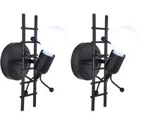 Goeco Lámpara de Pared Humanoide Creativa Interior, Luz Moderno Art Deco, Apliques para Sala de Estar Pasillo Dormitorio, 220V, E27 Bombilla No Incluida (Negro) (Paquete de 2)