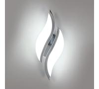 Goeco Lámpara de Pared Interior, 12W Aplique LED Luz Blanca Fría 6500K Forma de Ola de Metal y Acrílica, Luz de Pared Cromo para Dormitorio Sala de Estar Pasillo