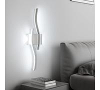 Goeco Lámpara de Pared Interior, 20W 59CM Aplique Pared LED Moderna con 2 Tubos Curvos Luz Blanca Fría de 6500 K Apliques LED Plata para Dormitorio Sala de Estar Pasillo