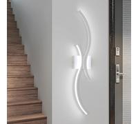 Goeco Lámpara de Pared LED Moderno 80 cm 27W 3000lm 6500K Luz Fría Aplique de Pared Interior Diseño Curvo para Dormitorio Salón Escalera Cocina, Blanco