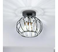Goeco Lámpara de Techo de Cristal Moderna, Casquillo E27, 19CM Negro