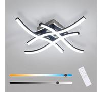 Goeco Lámpara de Techo LED, 28W Plafon LED Regulable con Mando a Distancia 3000K-6500K, Luz de Techo Moderno para Salón Dormitorio Cocina, Negro, 4 Barras