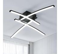 Goeco Lámpara de Techo LED, 34W 3800LM Plafón LED Techo con 4 Barras de Luz, 6500K Luz Blanca Fría Lámpara de Araña Moderna para Salón Dormitorio Oficina, Negro