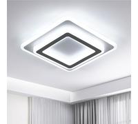 Goeco Lámpara de Techo LED, 38W 4275LM Plafón LED Cuadrado Moderna 6500k Luz Blanca Fría, Luz de Techo en Acrílico para Dormitorio Salon Comedor, Negro + Blanco 29 cm * 29 cm