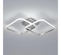 Goeco Lámpara de Techo LED Moderna, 42W Plafón Techo Cuadrado para Sala de Estar, Dormitorio, Pasillo, Cocina, 6500K Luz Fría, Cromo