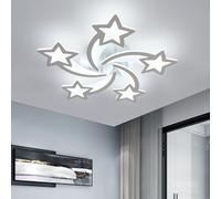 Goeco Lámpara de Techo Led Moderna, 60W Acrílico Luces De Techo Creativa con forma de estrella de 5 cabezas, Plafon LED Techo Apto Para Dormitorio, Salón, habitaciones para niños, Plata