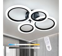 Goeco Lámpara de Techo LED Regulable, 32W 3600LM Plafon LED Redonda con Mando a Distancia y APP 3000K-6500K Brillo Ajustable Luz de Techo para Comedor Corredor Baño Cocina Dormitorio Pasillo, Negro