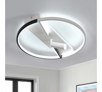 Goeco Lámpara de Techo LED Regulable, 42W Plafon LED Techo Moderno con Mando a Distancia 3000K-6500K, Diseño Redondo Luz de Techo Blanco y Negro para Dormitorio Comedor Sala de Estar Pasillo
