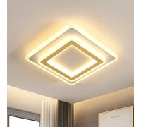 Goeco Lámpara de Techo Moderna, 44W Plafón LED Techo Cuadrado, Oro Luz de Techo de Acrílico para Dormitorio, Sala de Estar, Comedor, Pasillo, Luz Cálida 3000K