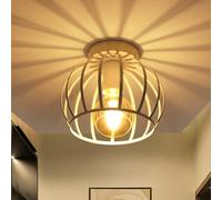 Goeco Lámpara de Techo Vintage, Plafón de Techo Pantalla Metálica Portalámparas E27, Luz de Techo Industrial para Pasillo, Balcón y Comedores, Blanco, Bombillas no Incluidas