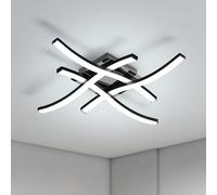 Goeco Lámpara LED Techo 24W, Lámpara de Araña de Diseño Curvo 6500K Luz Blanca Fría, Lámpara de Techo Moderna con 4 Tubos de Luz para Salón Dormitorio Cocina, Negro