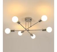 Goeco Lámparas Colgantes Sputnik Vintage, 60 cm Lampara de Techo Industrial con 6 E27 Portalámparas, Plafon Techo de Metal para Salón Dormitorio Cocina Pasillos, Cromo