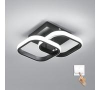 Goeco Lámparas de Techo LED, 3000K &4500K & 6500K Regulable, 22W Plafon LED Techo Cuadradas Moderna, Luz de Techo Interior Negro para Pasillo, Balcón, Cocina