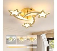 Goeco Lamparas de Techo Modernas, 30W 3375LM Regulable Plafon LED Techo con Mando a Distancia, Diseño Forma de Estrella Luz Techo para Salón Dormitorio Habitación Infantil Cocina