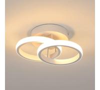Goeco Moderna Lámpara de Techo 22 W Luces de Techo Interior Doble Anillo Blanco Cálido luz de Techo Led 3000K Plafón de Metal Acrílico para Dormitorio, Salón, Estudio, Oficina, 1760 Lúmene