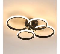 Goeco Moderna Lámpara de Techo LED, 56W 3000K Blanco Cálido Plafón LED Techo Redonda Negra, Iluminación de Techo Moderna Aluminio para Dormitorio Salón Comedor