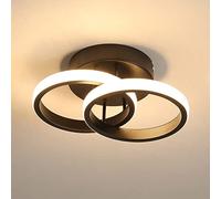 Goeco Plafón LED moderno de 22 W, luz blanca cálida 3000 K, lámpara de techo negra acrílica cuadrada blanca, lámpara de techo para comedor, estudio de cocina