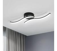 Goeco Plafon LED Techo, 12W 1300LM, Moderna Lámpara de Techo LED 6500K Luz Blanca Fría, Luz de Techo con 2 Tubos en Acrílico, Lámpara de Araña para Salón Dormitorio Cocina, Negro