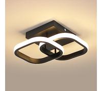 Goeco Plafon LED Techo, 19W Lámpara de Techo LED Moderna de Aluminio, 3000K Luz Blanca Cálida Luz de Techo Cuadrada para Pasillo, Corredor, Balcón, Entrada (Negro, Longitud del Lado Cuadrado 16 cm)