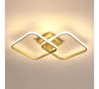 Goeco Plafon LED Techo 42W 64CM Lámpara de Techo LED Moderna con 2 Tubos Cuadrados Pantalla Acrílica para Dormitorio, Salón y Cocina, Dorado, 3000K Luz Cálida