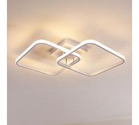 Goeco Plafon LED Techo 42W, Moderna Lámpara de Techo 64CM Pantalla Acrílica 3000K Luz Blanca Cálida, Luz de Techo LED con 2 llamas Cuadradas Interior para Salón Dormitorio Cocina, Blanco