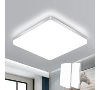 Goeco Plafon LED Techo Baño, 48W Lámpara de Techo LED Moderna, 6500K Blanco Frío, para Pasillo, Cocina, Balcón, Dormitorio, Estudio, 2 Piezas, Cuadrada