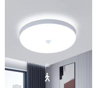 Goeco Plafón LED Techo con Sensor de Movimiento, 30W 3375LM Ø24 CM IP44 Lampara Techo Redondo Interior Luz Blanca Fría 6500K para Pasillo, Escalera, Baño y Salón, Blanco