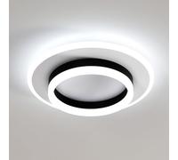 Goeco Plafón LED Techo Moderna, 28W Ø 30 CM Lámpara de Techo Redonda de Aluminio Luz Blanca Fría 6500 K Iluminación LED Interior para Dormitorio, Salón, Pasillo, Cocina, Negro + Blanco