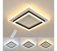 Goeco Plafón LED Techo Regulable, 41W 40CM 3000K-6500K, 40CM | Negro+Blanco, Lámpara de Techo Cuadrado Interiores con Mando a Distancia, Función de Memoria para Dormitorio Salón