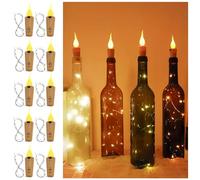 GOEDCH 10 luces LED para botellas: 2 metros y 20 luces de botella de vino blanco cálido, cadena de luces de corcho, alambre de cobre en forma de corcho, cadena de luces para fiestas, Navidad, bodas