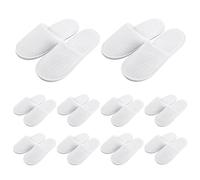 GOEDCH 10 pares de pantuflas de forro polar coral blancas: zapatillas desechables premium para hotel e invitados, zapatillas de terciopelo de algodón lavables unisex, mullidas, spa, hotel, chuhe, para