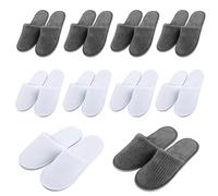 GOEDCH 10 pares de pantuflas de forro polar coral: zapatillas de spa blancas y grises, zapatillas de forro polar coral, pantuflas de terciopelo de algodón lavables unisex, zapatillas de hotel para
