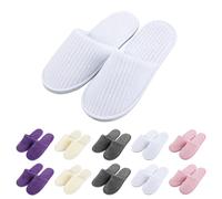 GOEDCH 10 pares de zapatillas de forro polar coral: 5 colores, zapatillas de spa de forro polar coral, pantuflas para invitados, zapatillas de terciopelo de algodón lavables unisex, para bienestar